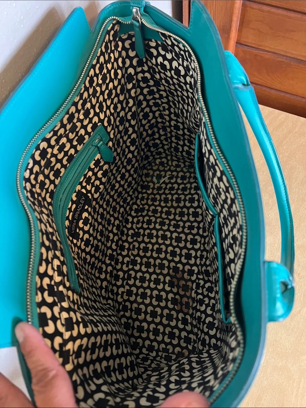 Vera Bradley Teal Tote with Removable Shoulder Strap